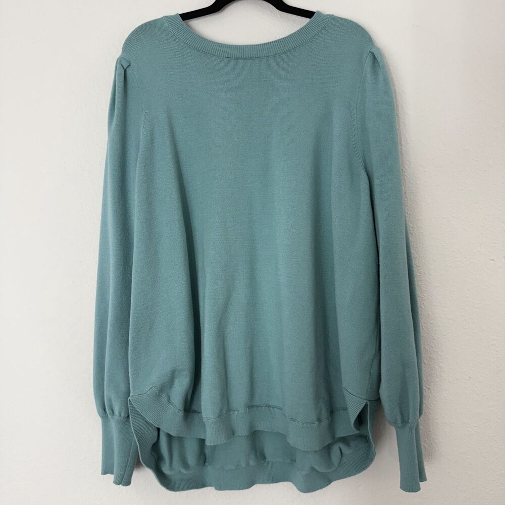Crown & Ivy Womens Top Shirt Sweater XXL 2XL Puff Sleeve Boat Neck Oversized
